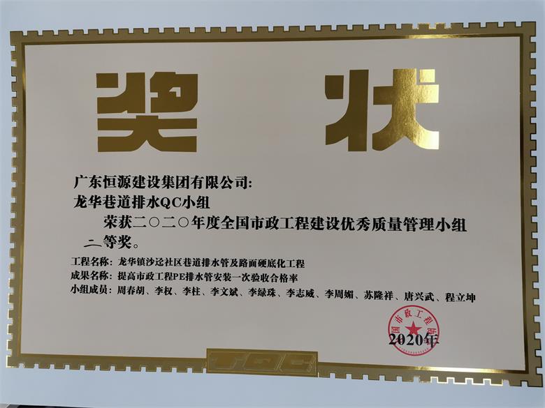 2020年中国市政工程协会二等奖